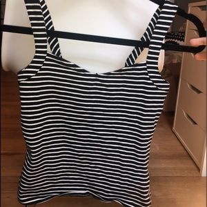 Black and white striped crop top